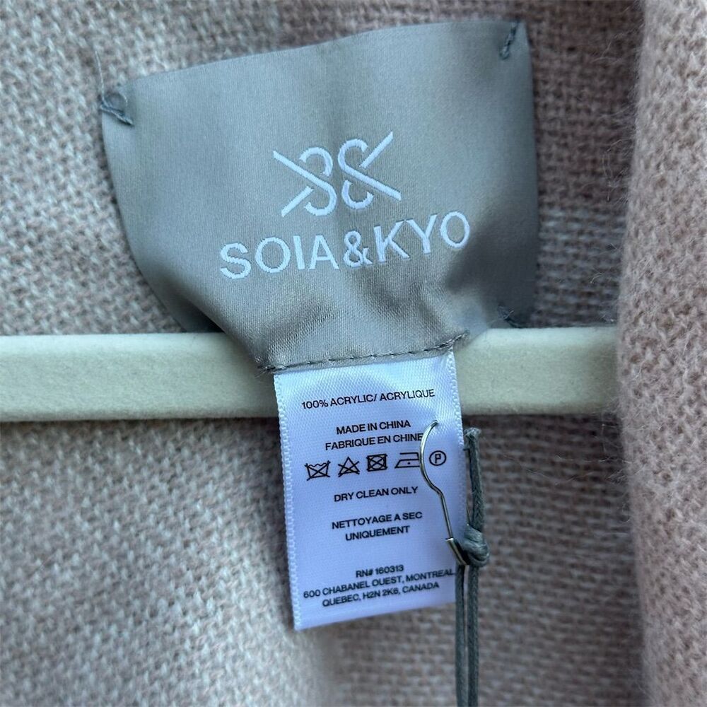 Nwt Soia & Kyo Women's Beige Poncho Shawl Fringe Wrap One Size — image 3 of 6